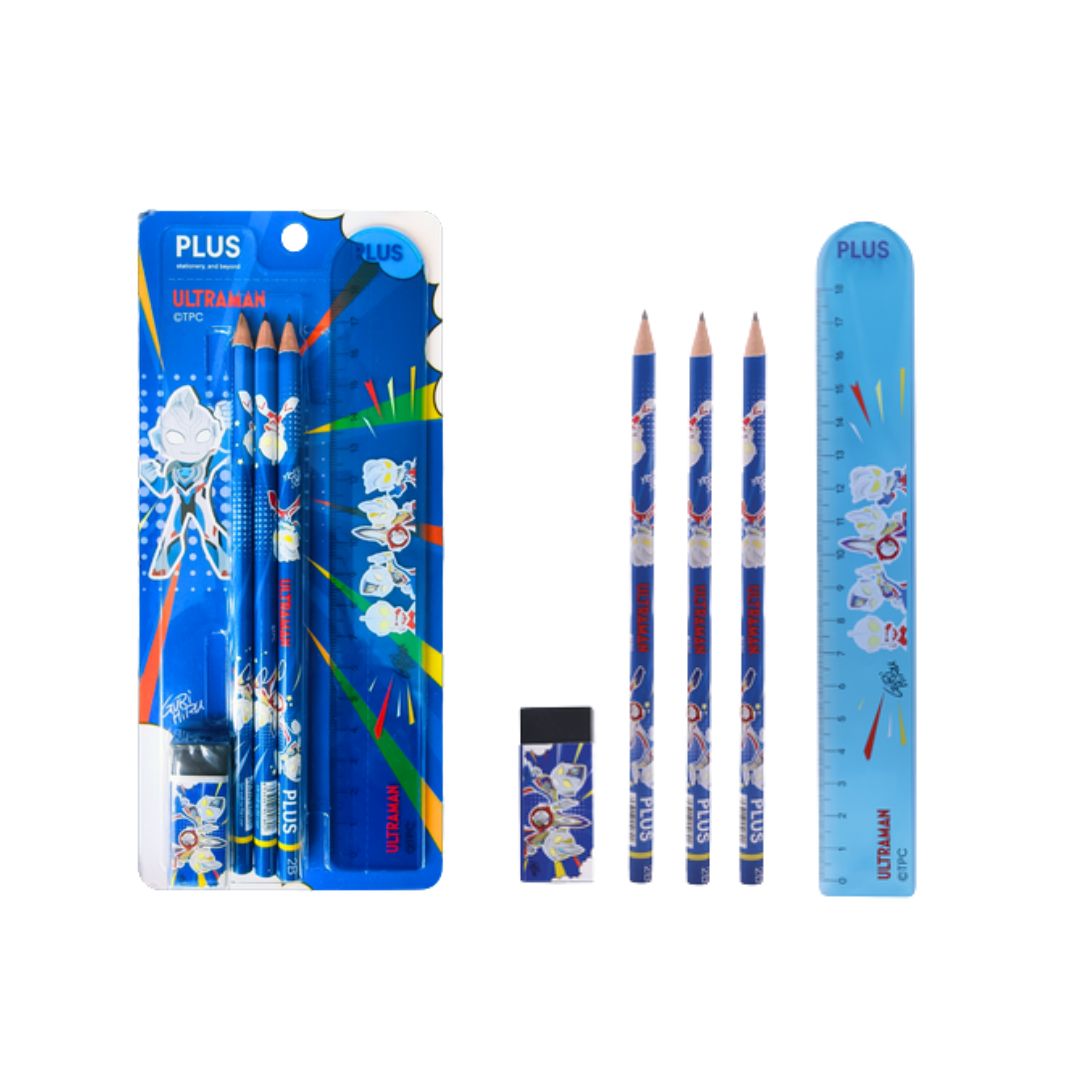 Set Ultraman 3 bút chì + gôm + thước